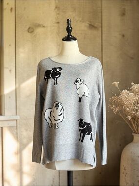 Astrologie Grey Sheep Graphic Intarsia Knit Sweater L / XL